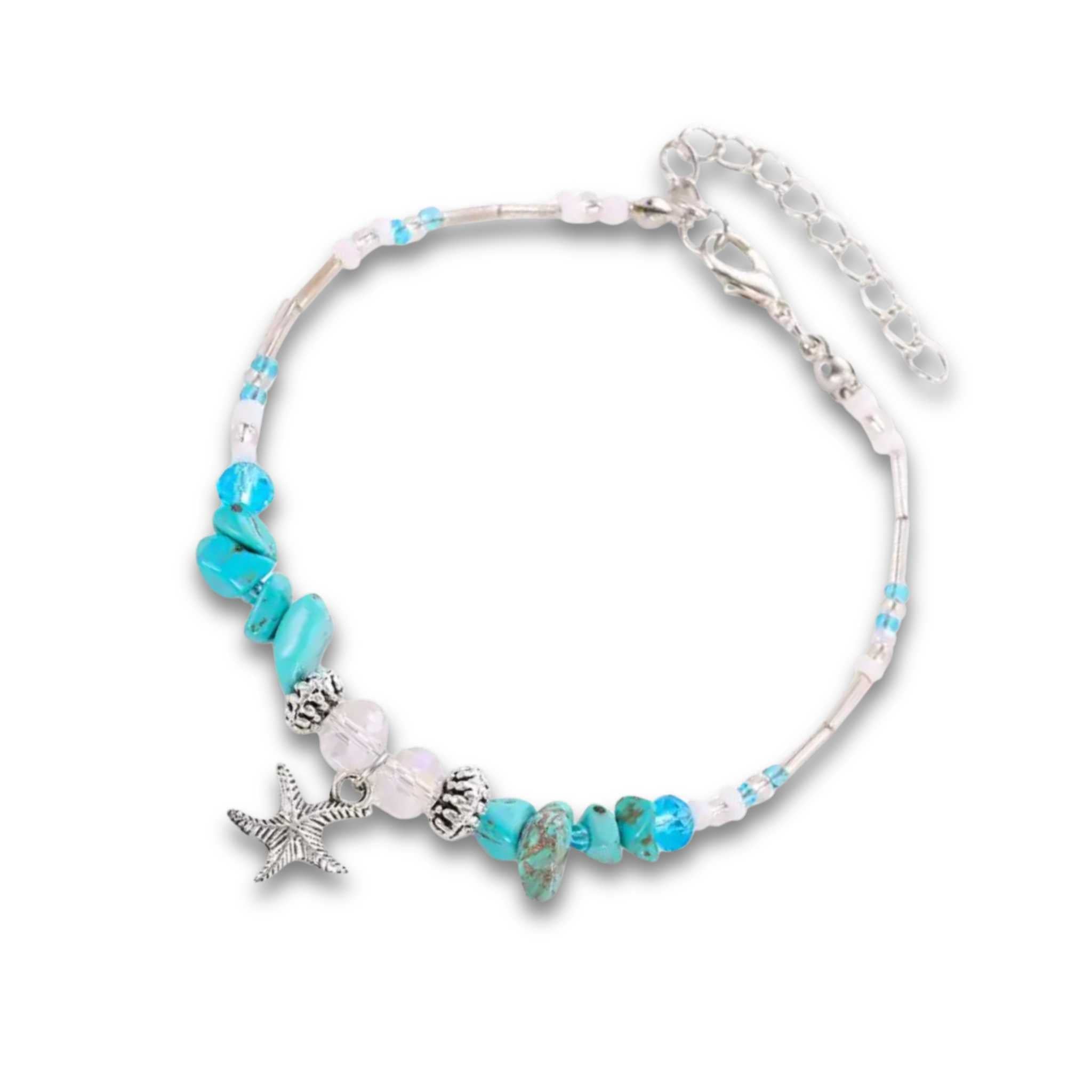 Bohemian Blue Turquoise & Starfish Beaded Anklet – Soul Valley Tribe
