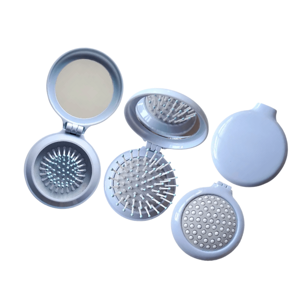 Soul Valley Tribe Mini Brush and Mirror Compact Blissful Blue Hair Brush