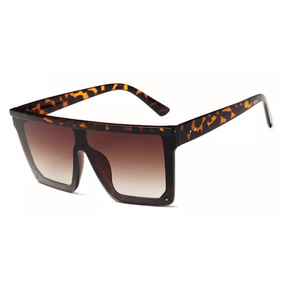 Soul Valley Tribe Boutique Oversized Rimless Square Sunglasses Brown Leopard/Brown Lenses Sunglasses