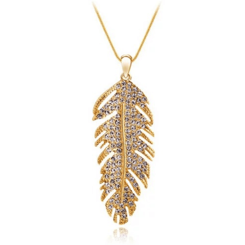 Soul Valley Tribe Boho Crystal Feather Gold Necklace Gold Necklace