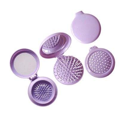 Soul Valley Tribe Mini Brush and Mirror Compact Lovely Mauve Hair Brush