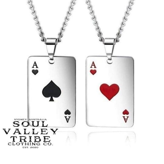 Soul Valley Tribe Lucky Ace of Spades Silver Necklace Necklace