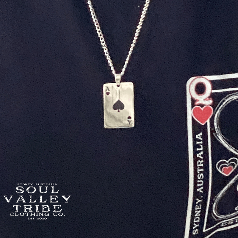 Soul Valley Tribe Lucky Ace of Spades Silver Necklace Necklace