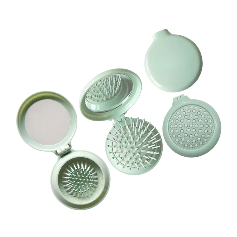 Soul Valley Tribe Mini Brush and Mirror Compact Minty Fresh Hair Brush