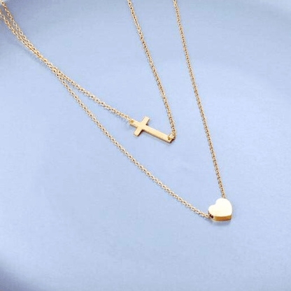 Soul Valley Tribe Multilayer Heart & Cross Gold Necklace Necklace
