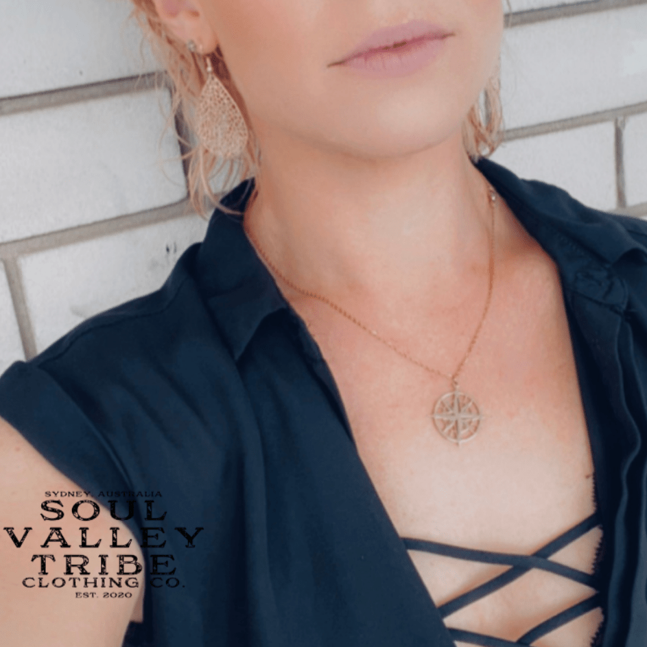 Soul Valley Tribe Vintage Gold Compass Necklace Necklace