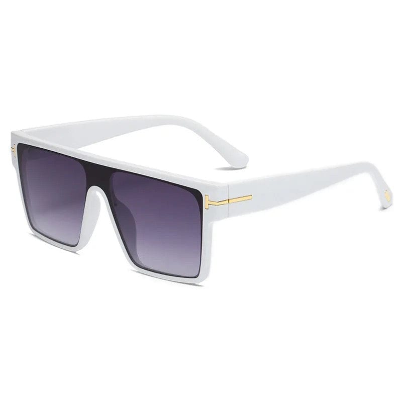Soul Valley Tribe Luxe Oversized Square Beach Sunglasses White/Grey Lenses Sunglasses