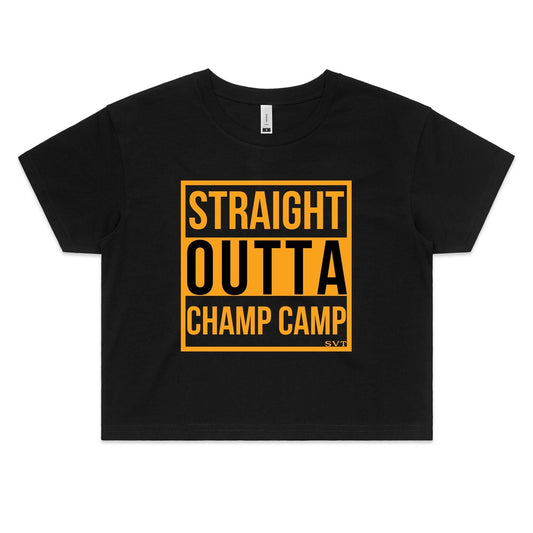 soulvalleytribe Straight Outta Champ Camp Crop Tee - EVR Black / Extra Small Promo Tees