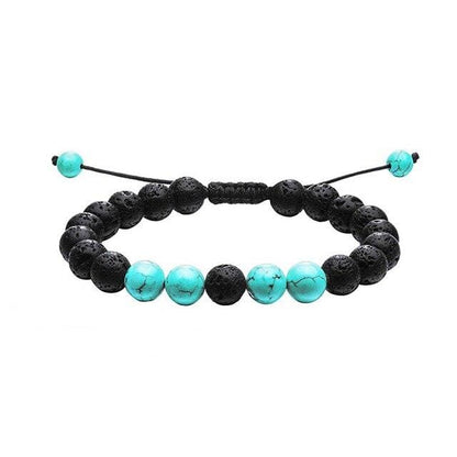 soulvalleytribe Lava Stone Adjustable Beaded Bracelets Blue Turquoise and Lava Stone Bracelet