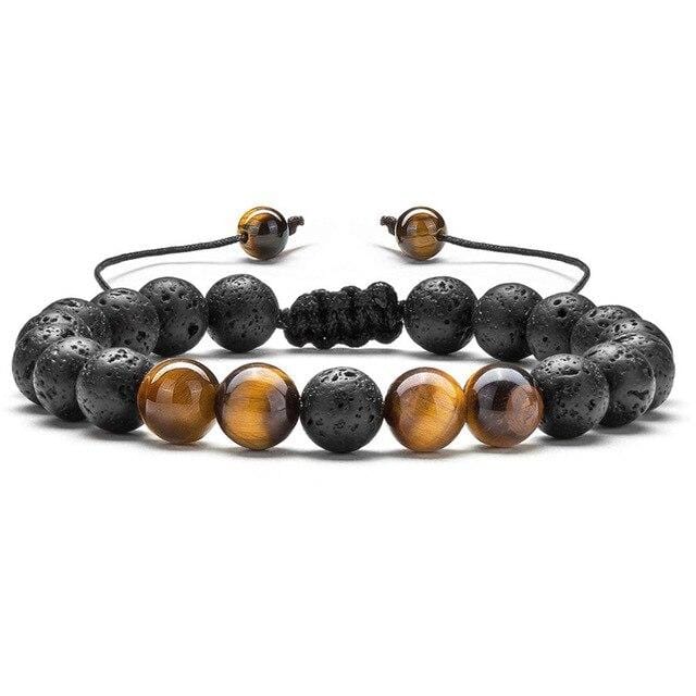 soulvalleytribe Lava Stone Adjustable Beaded Bracelets Tiger Eye and Lava Stone Bracelet