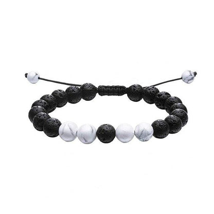 soulvalleytribe Lava Stone Adjustable Beaded Bracelets White Howlite and Lava Stone Bracelet