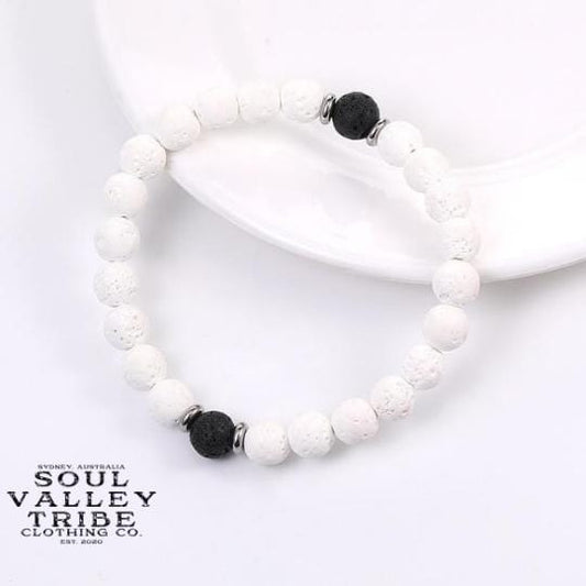 soulvalleytribe White Lava Stone Beaded Bracelet Bracelet