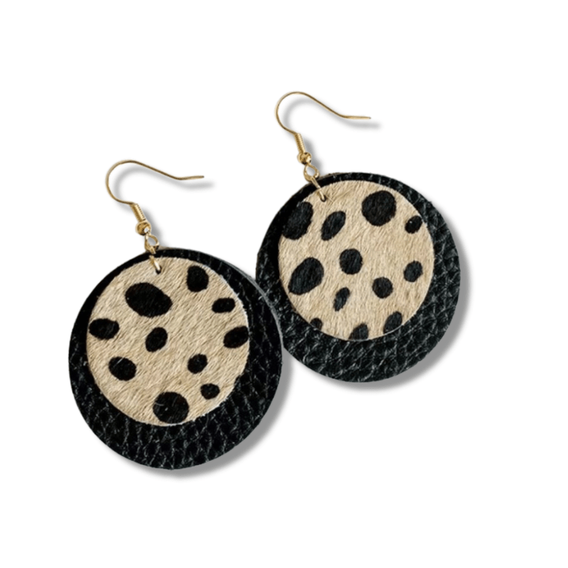 soulvalleytribe Leopard and Leatherlook Earrings Circle Earrings