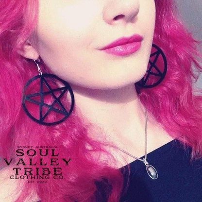 soulvalleytribe Black Acrylic Pentagram Star Earrings Earrings