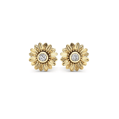 soulvalleytribe Sunflower Cubic Zirconia Stud Earrings Gold Earrings
