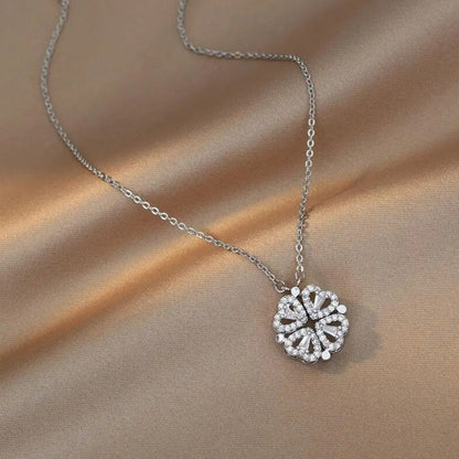soulvalleytribe Four Leaf Clover Heart Pendant Silver Necklace Necklace