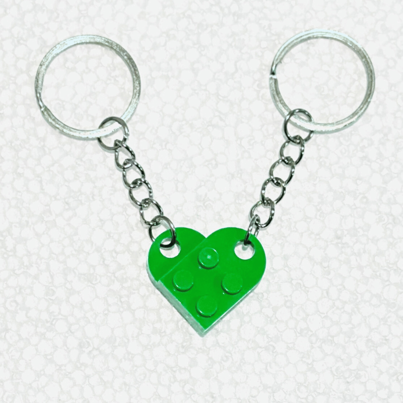 soulvalleytribe Lego Heart BFF 2pc Key Ring Grass Green Keyring