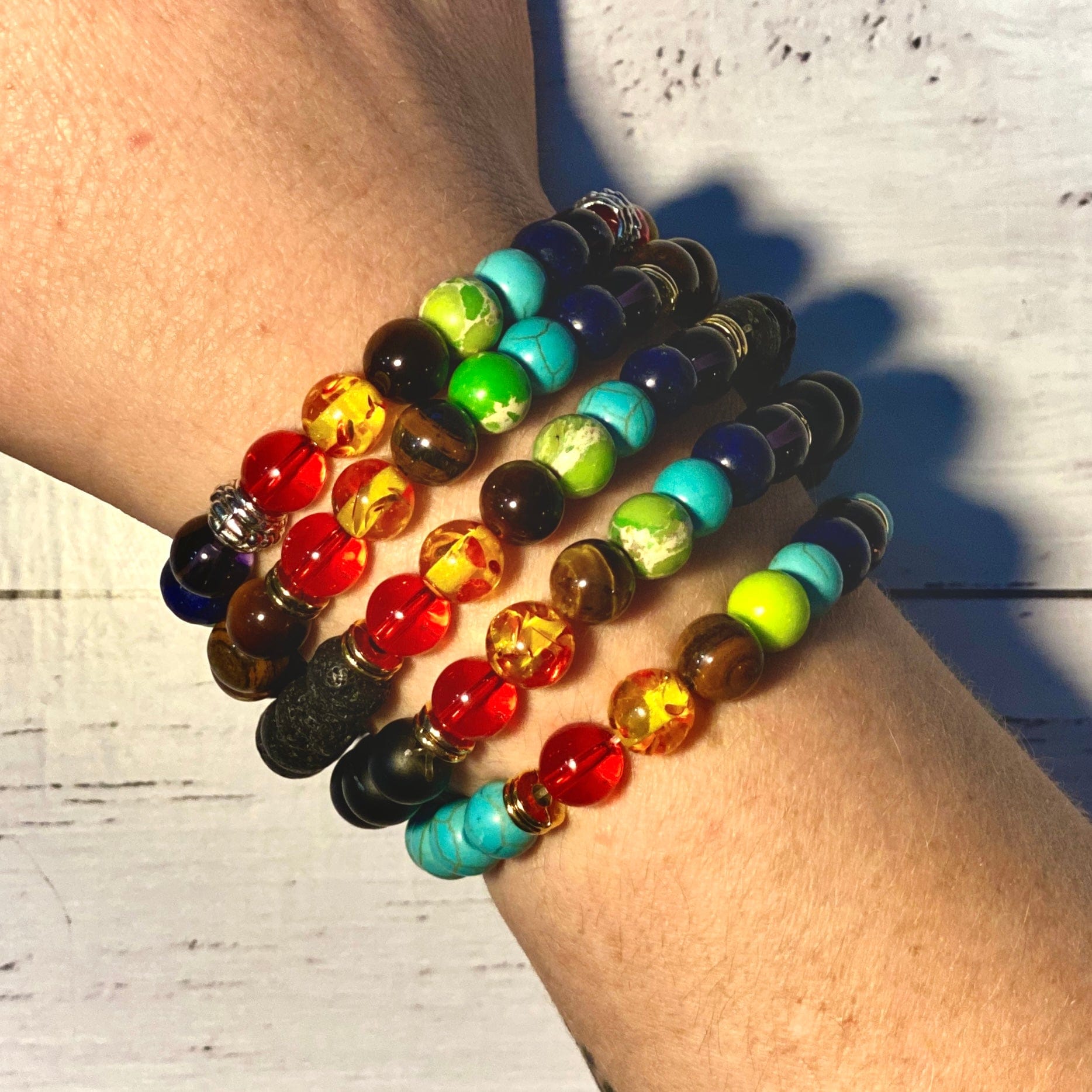 Lava Stone Bracelet with 7 Chakra Beads – Soul Valley Tribe