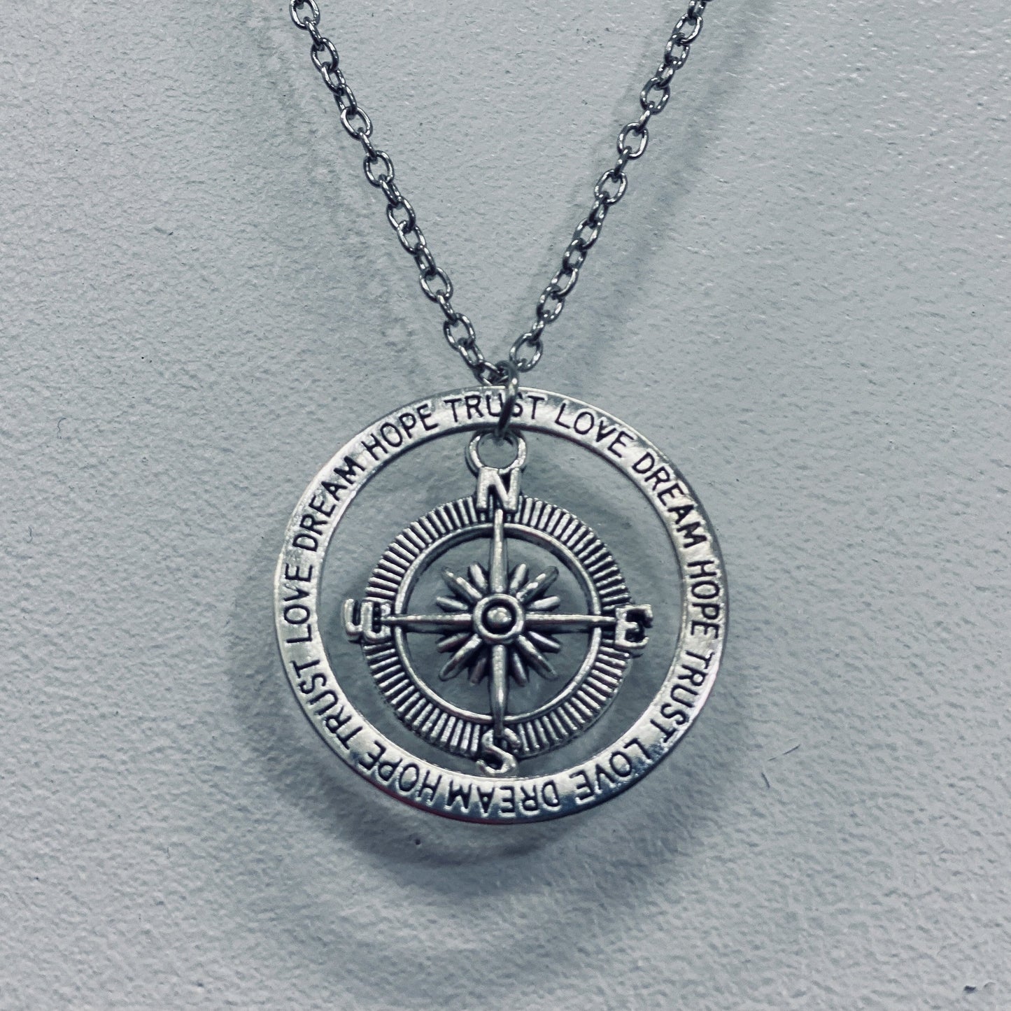 soulvalleytribe Love Dream Hope Trust Silver Compass Necklace