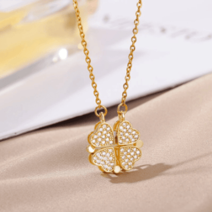 soulvalleytribe Lucky Four Leaf Clover Transforming Gold Necklace Necklace