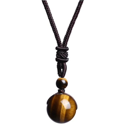 soulvalleytribe Tiger Eye 16mm Ball Pendant Rope Necklace Necklace