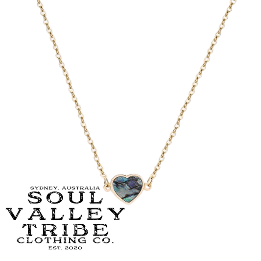 soulvalleytribe Abalone Shell Heart Gold Necklace Necklaces