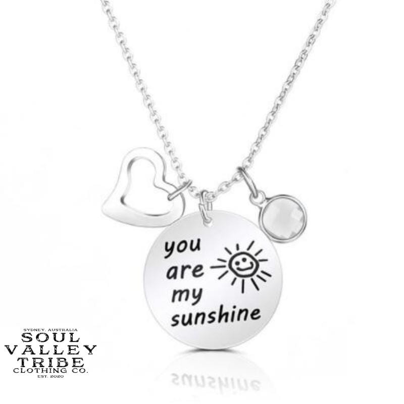 soulvalleytribe You Are My Sunshine Silver Birthstone Necklace April Necklaces