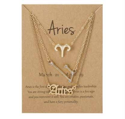 soulvalleytribe Gold Zodiac Necklace Trio Aries Necklaces