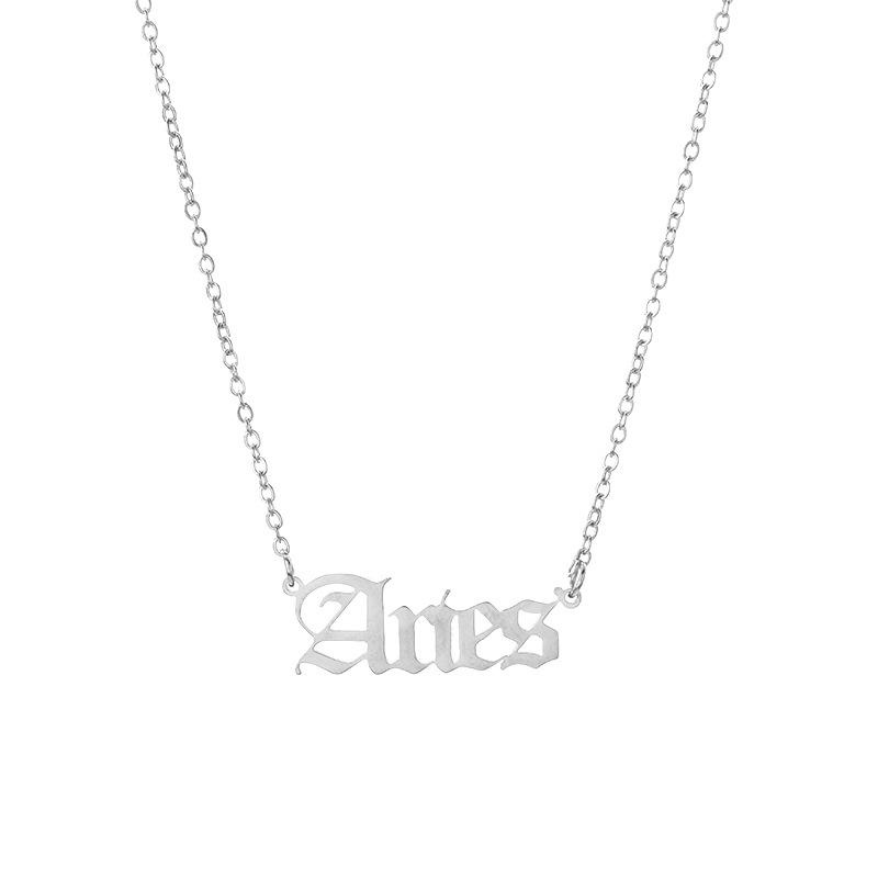 soulvalleytribe Old English Zodiac Necklace Silver Aries Necklaces