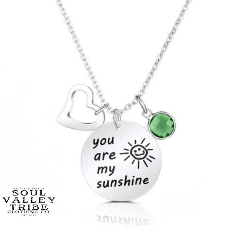 soulvalleytribe You Are My Sunshine Silver Birthstone Necklace August Necklaces
