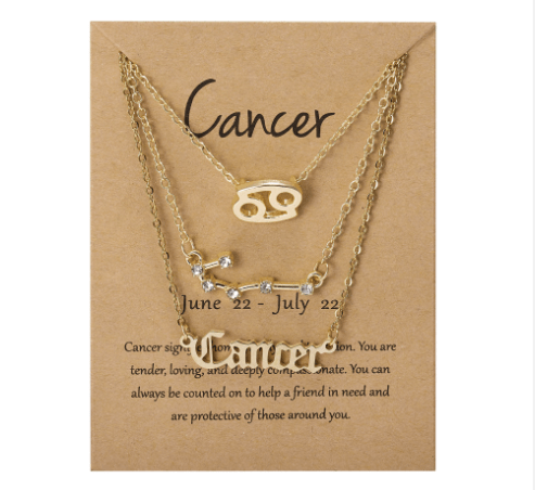 soulvalleytribe Gold Zodiac Necklace Trio Cancer Necklaces