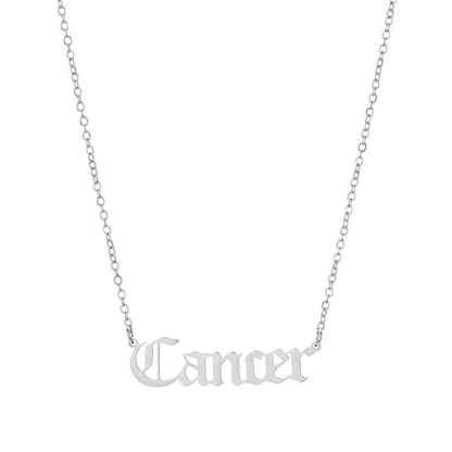 soulvalleytribe Old English Zodiac Necklace Silver Cancer Necklaces