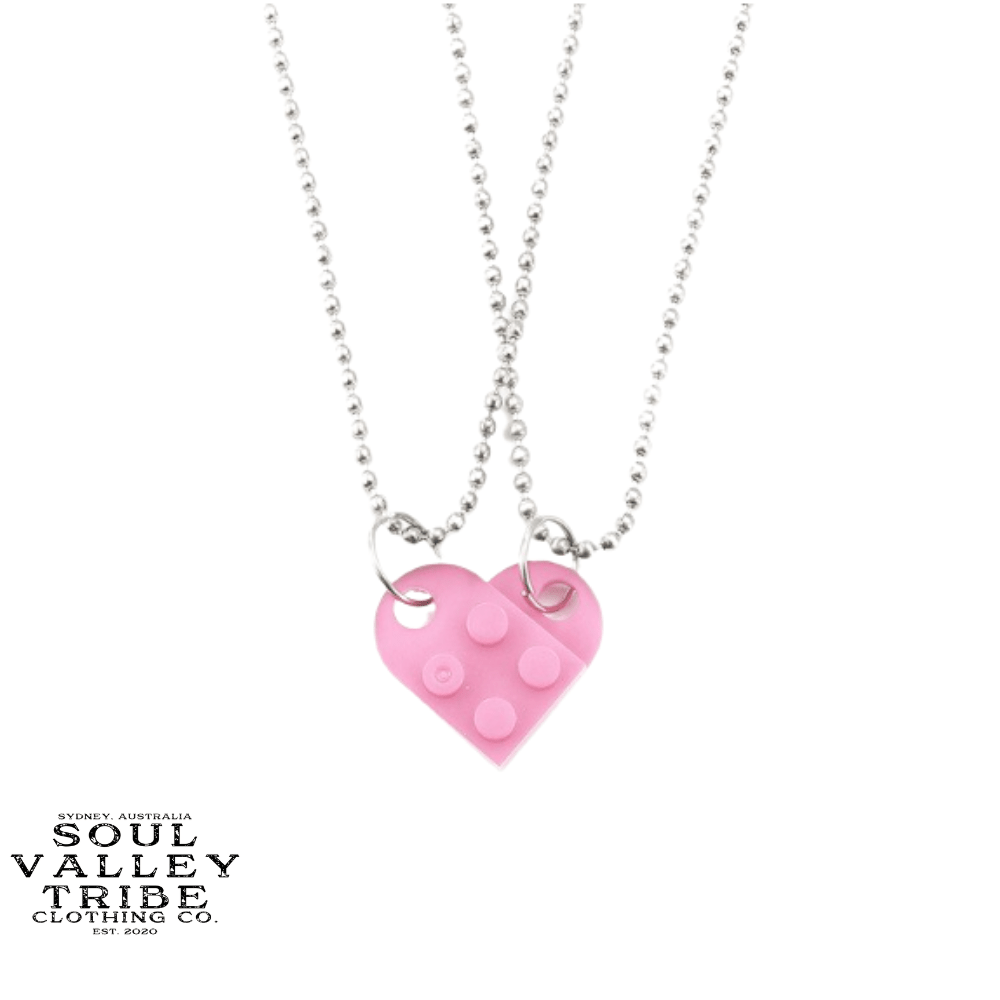 soulvalleytribe Lego Brick Heart BFF Necklace Candy Pink Necklaces