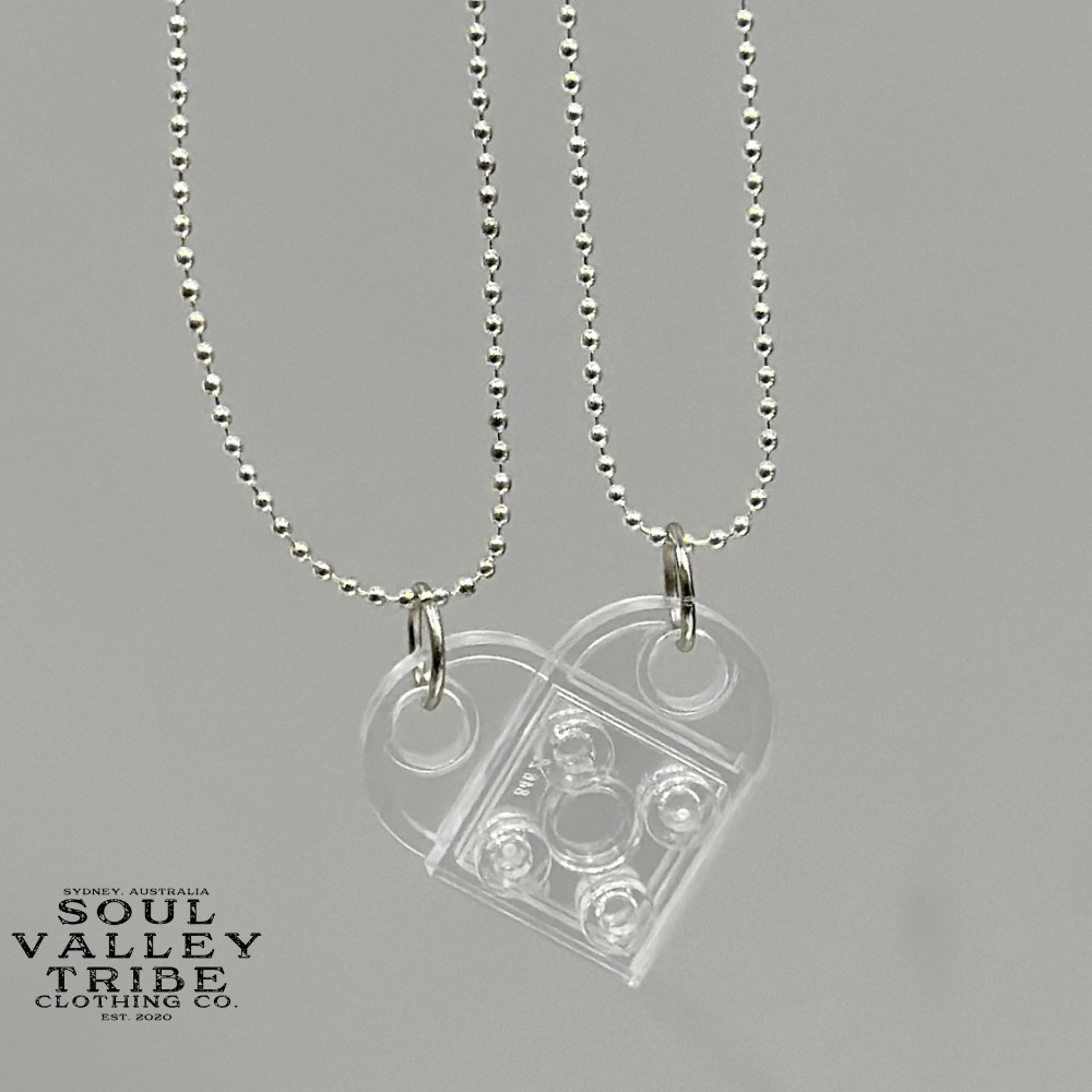 soulvalleytribe Lego Brick Heart BFF Necklace Clear Necklaces