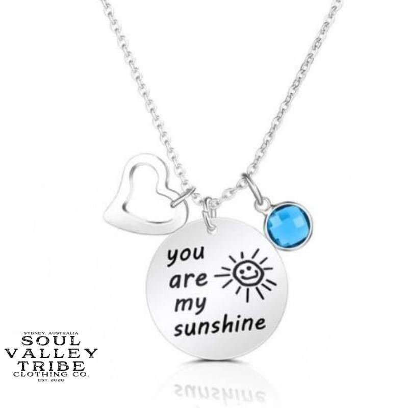soulvalleytribe You Are My Sunshine Silver Birthstone Necklace December Necklaces