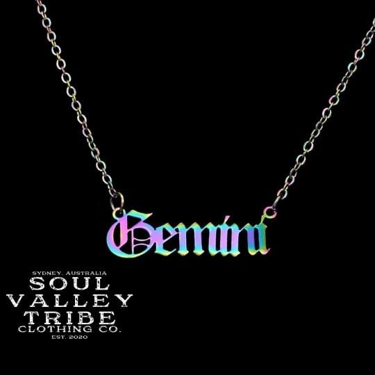 soulvalleytribe Rainbow Zodiac Necklace Gemini Necklaces