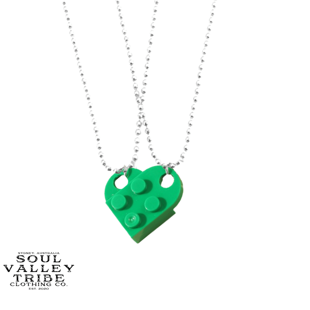 soulvalleytribe Lego Brick Heart BFF Necklace Grass Green Necklaces