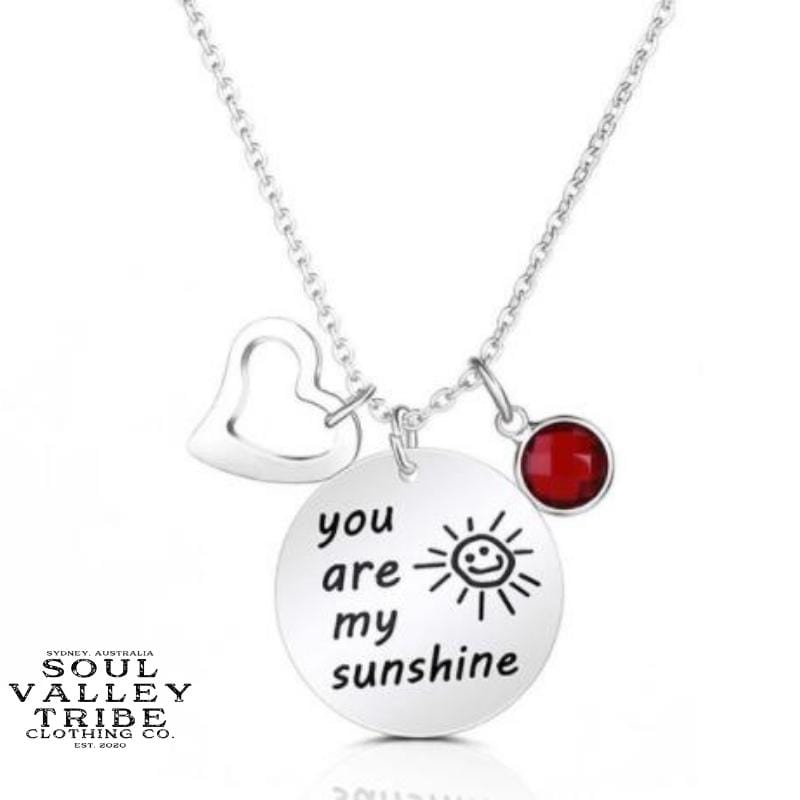 soulvalleytribe You Are My Sunshine Silver Birthstone Necklace January Necklaces