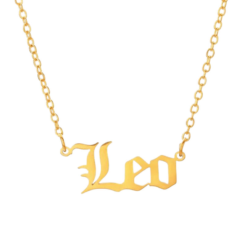 soulvalleytribe Old English Gold Zodiac Necklace Leo Necklaces
