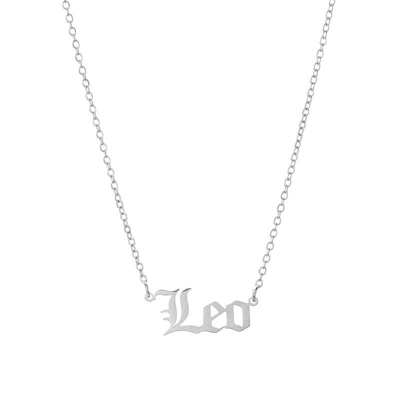 soulvalleytribe Old English Zodiac Necklace Silver Leo Necklaces
