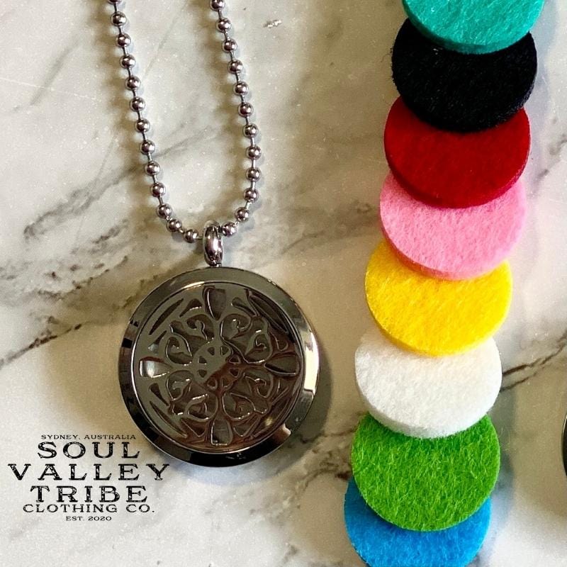 soulvalleytribe Silver Aromatherapy Diffuser Pendant Necklace Lotus Flower Necklaces