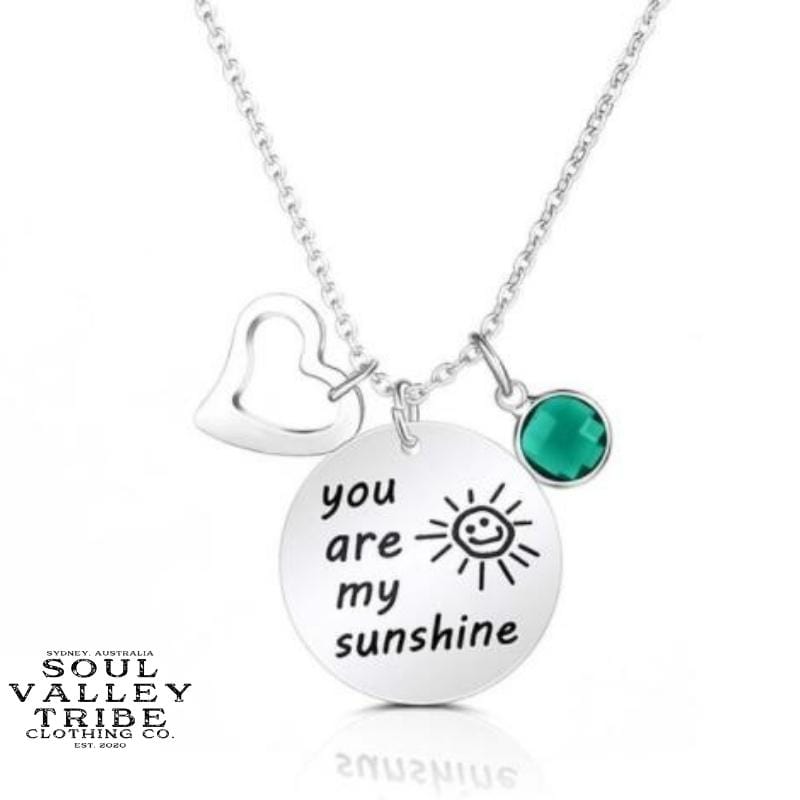 soulvalleytribe You Are My Sunshine Silver Birthstone Necklace May Necklaces