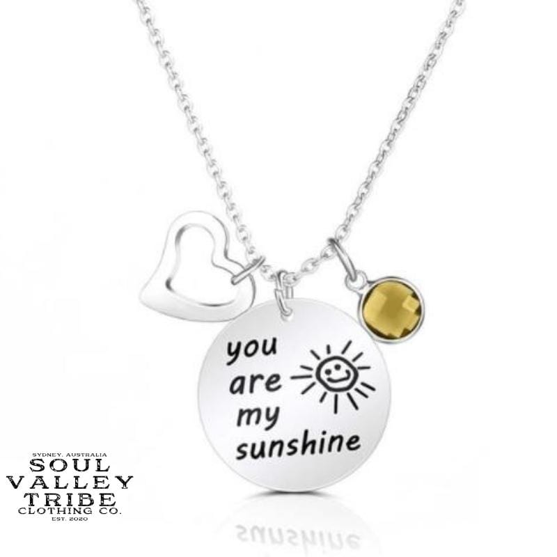 soulvalleytribe You Are My Sunshine Silver Birthstone Necklace November Necklaces