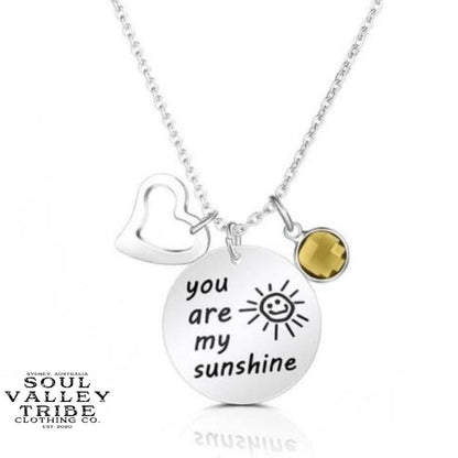 soulvalleytribe You Are My Sunshine Silver Birthstone Necklace November Necklaces