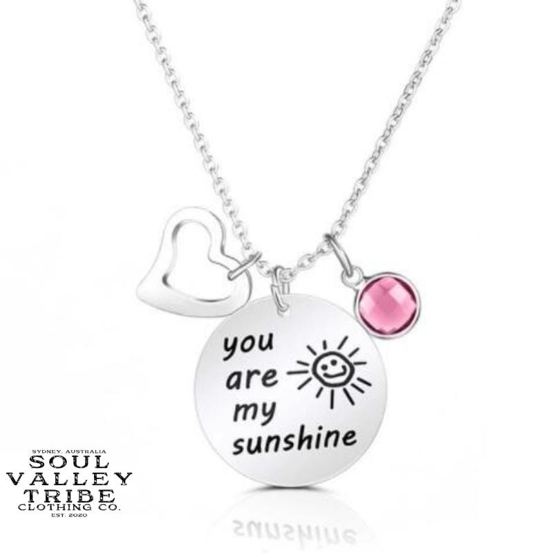 soulvalleytribe You Are My Sunshine Silver Birthstone Necklace October Necklaces