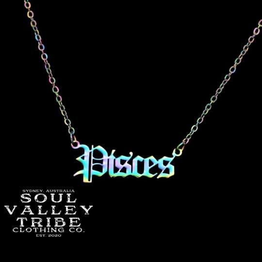 soulvalleytribe Rainbow Zodiac Necklace Pisces Necklaces