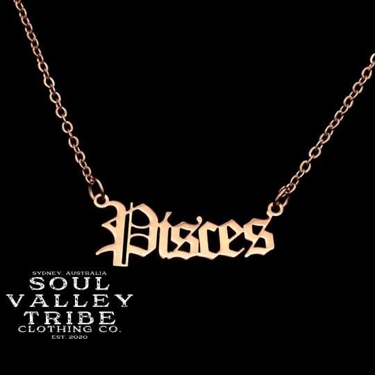 soulvalleytribe Rose Gold Zodiac Necklace Pisces Necklaces