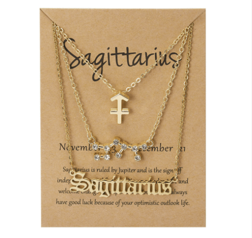 soulvalleytribe Gold Zodiac Necklace Trio Sagittarius Necklaces