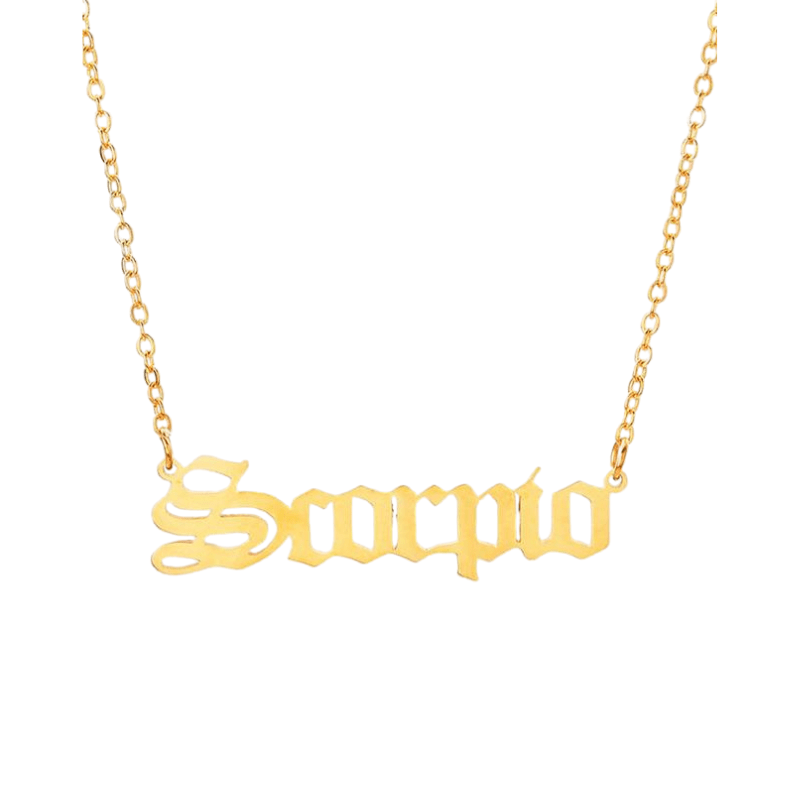 soulvalleytribe Old English Gold Zodiac Necklace Scorpio Necklaces