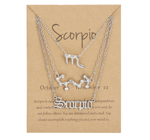 Silver Star Sign Scorpio Personalised Necklace | Engravers Guild